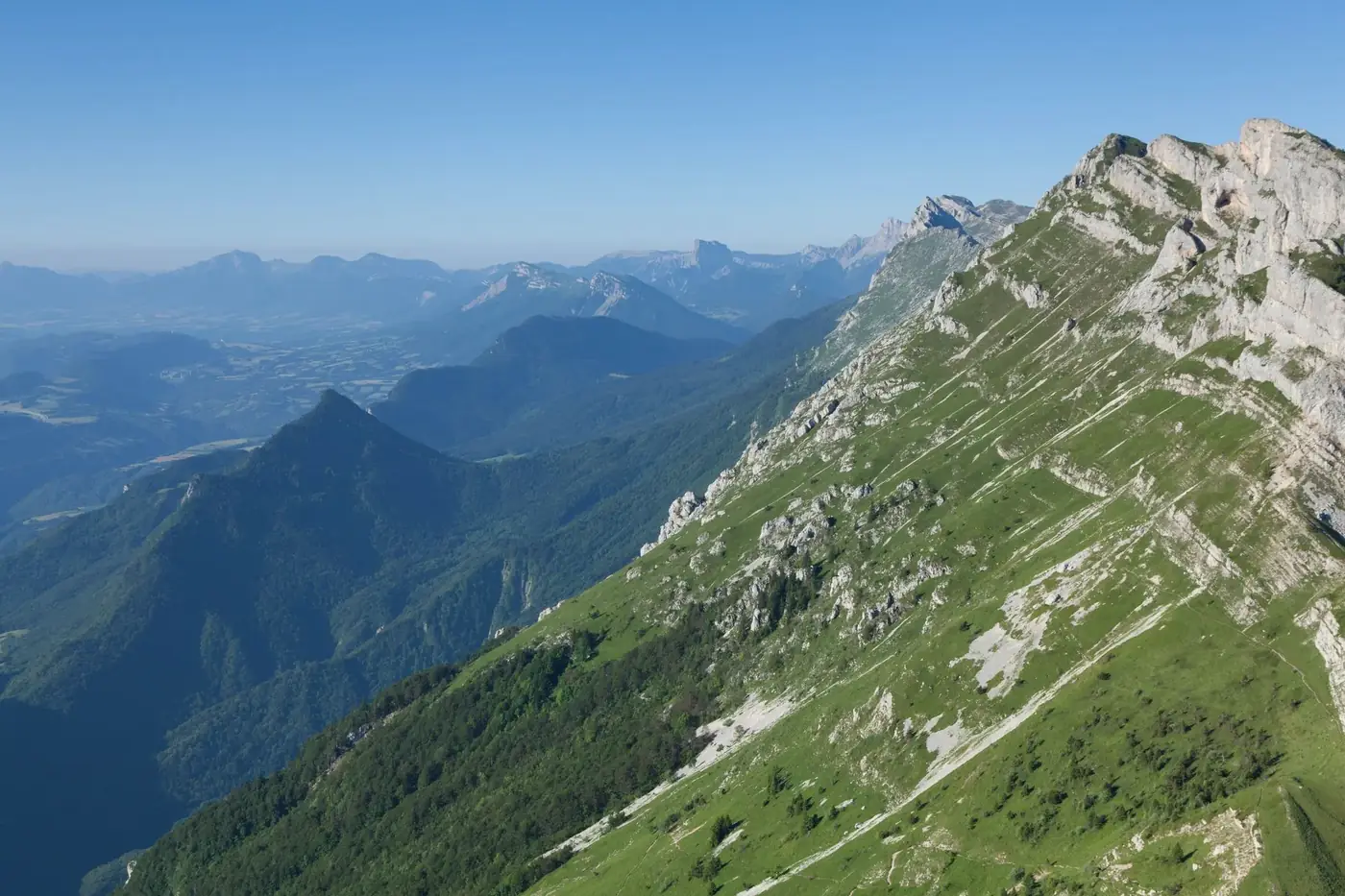 Breathtaking aerial view of mountain landscape in Villard-de-Lans, France.